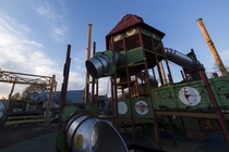 Playground at the abandoned Six Flags New Orleans Theme Park 
