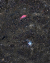 Pleiades and California nebula with faint interstellar dust surrounding them 
