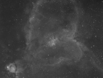 Pointed my telescope and camera at the Heart Nebula and opened the shutter for  hour this is what I got 