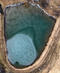 Pond in Virginia freezing and thawing 