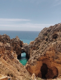Ponta da Piedade Lagos Portugal One of the most beautiful places Ive ever seen x OC