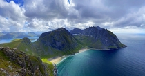 Popular view of Kvalvika Lofoten Norway 