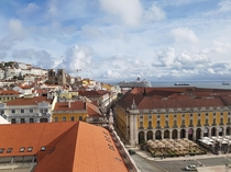 Portugal Lisbon view on Alfama district from the Rua Augusta Arch December  
