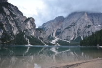 Pragser Wildsee Lago Di Braies in Italian Dolomites Italy 