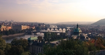 Prague captured above the Vltava river 