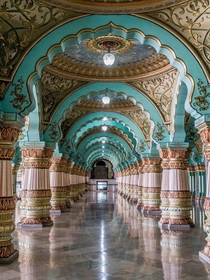 Public Darbar Hall in Mysore Palace India 