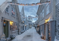 Quiet alley in Stavanger Norway 