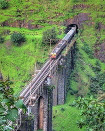 Rail Tunnel and Bridge in the Sahyadri Mountains Kasara Ghat Maharashtra India