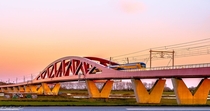 Railway Bridge between Zwolle and Hattem in the Netherlands 