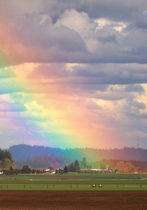 Rainbow during a storm in Oregon 