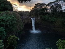 Rainbow Falls Sunset Big Island Hawaii 