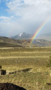 Rainbow in Yellowstone National Park Wyoming USA 