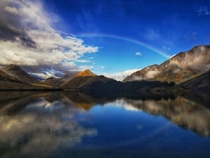Rainbow over Moke Lake Queenstown New Zealand 