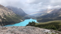 Rainbow over Peyto Lake Alberta Canada 
