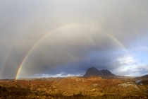 Rainbow over Suilven in Assynt Scotland 