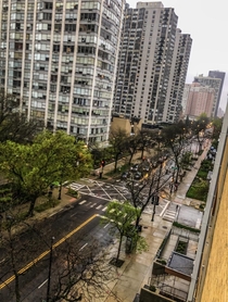 Rainy afternoon in Chicago Illinois