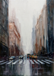 Rainy New York My first large size oil painting x inches