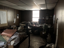 recently abandoned office in a steel mill