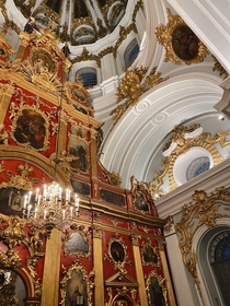 Recently renovated St Andrews Church -  a major Baroque church in Kyiv Ukraine designed by the Italian architect Bartolomeo Rastrelli