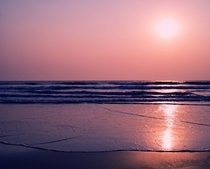 Reddish sunset at Goa beach India 