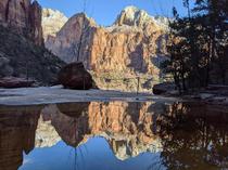 Reflection in one of the Emerald Pools Zion National Park 
