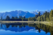 Reflection Lake outside of Franz Joseph Glacier New Zealand south island 