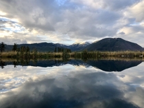 Reflection of Glacier National Park Montana 