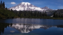 Reflection of Mount Rainier in Bench Lake 