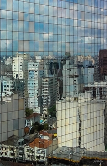 reflection off one wing of the hotel I was staying at in San Paulo Brazil in  