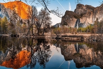 Reflection - Sunset at Valley View - Yosemite 
