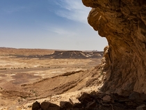 Relaxing in a cave high in the Negev Desert Israel 