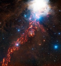 Ribbon Of Cold Interstellar Dust Blazes Across Orion Image from the ESO-operated Atacama Pathfinder Experiment APEX in Chile 