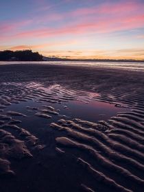 Rippled sand at sunset in Ligar Bay New Zealand  OC