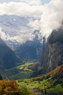 Rock Falls near Jungfrau in Switzerland 