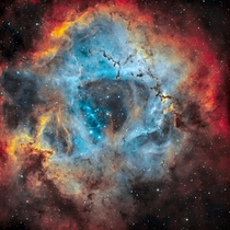 Rosette Nebula through the light dome of Detroit MI