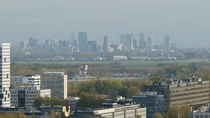 Rotterdam skyline seen from the new church tower at Delft