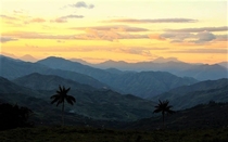 Rough mountains and sunrise skies from El Cumbe Cutervo Cajamarca Peru 