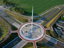 Roundabout with suspended cycling paths in the Netherlands 
