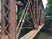 RR Bridge  Deck Truss over the Blackstone River in Blackstone MA 