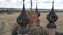Ruined domes of an abandoned temple Russia