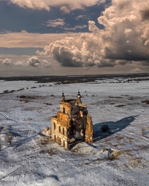 Ruins of an abandoned church in Russia