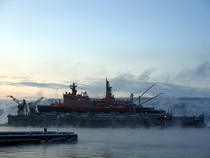 Russian nuclear icebreaker Rossiya in drydock 
