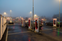 Rygge Tesla Supercharger in Norway one of the biggest electric vehicles charging stations in Europe  stalls The biggest one is located some kilometers to the north