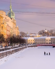 Saint Petersburg Russia Walking on frozen river