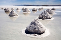 Salt Mounds in Salar de Uyuni Bolivia 