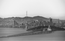 San Francisco and the Bay Bridge on a clear morning -- from across the bay in Berkeley 