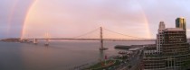 San Francisco Bay Bridge under a double rainbow  full set in comments