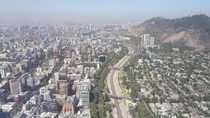 Santiago Chile Mapocho River and Cerro San Cristbal shown