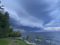 Saturday nights storm over Lesser Slave Lake Alberta Canada