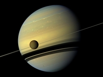 Saturn with its largest moon Photo credit to NASA